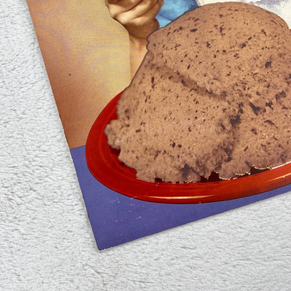 1950s Ice Cream Vintage Advertising Sign 20" Cardboard Girl Chocolate‎ Chip USA - Picture 8 of 10